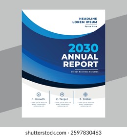 Template vector design for Brochure, Annual Report, Magazine, Poster, Corporate Presentation, Portfolio, Flyer, layout modern with blue color size A4, Easy to use and edit