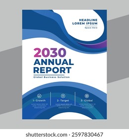 Template vector design for Brochure, Annual Report, Magazine, Poster, Corporate Presentation, Portfolio, Flyer, layout modern with blue color size A4, Easy to use and edit