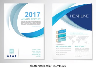 Template Vector Design For Brochure, Annual Report, Magazine, Poster, Corporate Presentation, Portfolio, Flyer, Website, Layout With Green And Blue Color Size A4, Front And Back, Easy To Use And Edit.