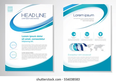 Template vector design for Brochure, Annual Report, Magazine, Poster, Corporate Presentation, Portfolio, Flyer, layout modern with green and blue color size A4, Front and back, Easy to use and edit.