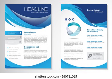 Template vector design for Brochure, Annual Report, Magazine, Poster, Corporate Presentation, Portfolio, Flyer, layout modern with green and blue color size A4, Front and back, Easy to use and edit.