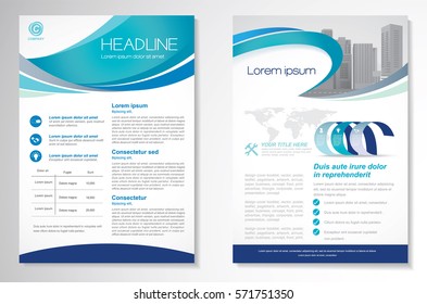 Template vector design for Brochure, Annual Report, Magazine, Poster, Corporate Presentation, Portfolio, Flyer, layout modern with green and blue color size A4, Front and back, Easy to use and edit.