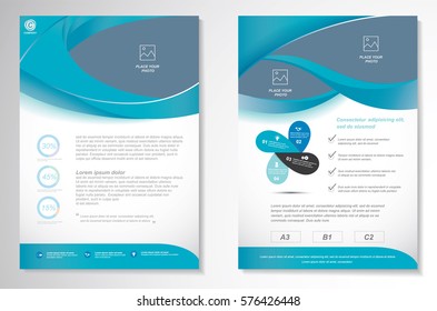 Diseño vectorial de plantilla para Folleto, Informe Anual, Revista, Afiche, Presentación Corporativa, Cartera, Volante, Diseño moderno de color verde y azul tamaño A4, Delantero y posterior, Fácil de usar y editar.