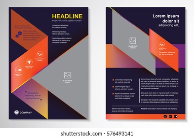 Template vector design for Brochure, Annual Report, Magazine, Poster, Corporate Presentation, Portfolio, Flyer, layout modern with orange and black color size A4, Front and back, Easy to use and edit.