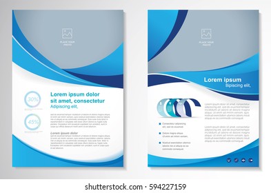 Template vector design for Brochure, Annual Report, Magazine, Poster, Corporate Presentation, Portfolio, Flyer, layout modern with blue color size A4, Front and back, Easy to use and edit.