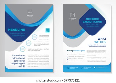 Template vector design for Brochure, Annual Report, Magazine, Poster, Corporate Presentation, Portfolio, Flyer, layout modern with blue color size A4, Front and back, Easy to use and edit.