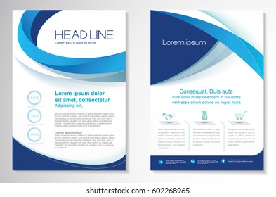 Template vector design for Brochure, Annual Report, Magazine, Poster, Corporate Presentation, Portfolio, Flyer, layout modern with blue color size A4, Front and back, Easy to use and edit.