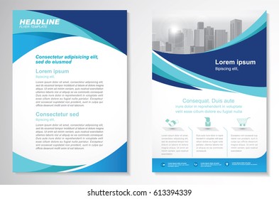 Template vector design for Brochure, Annual Report, Magazine, Poster, Corporate Presentation, Portfolio, Flyer, layout modern with green and blue color size A4, Front and back, Easy to use and edit.