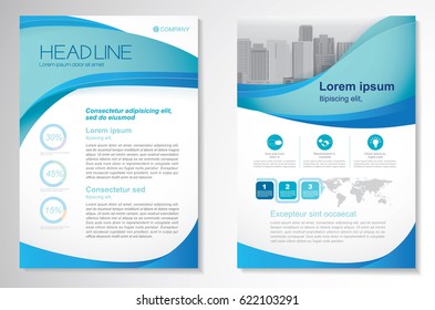 Template vector design for Brochure, Annual Report, Magazine, Poster, Corporate Presentation, Portfolio, Flyer, layout modern with green and blue color size A4, Front and back, Easy to use and edit.