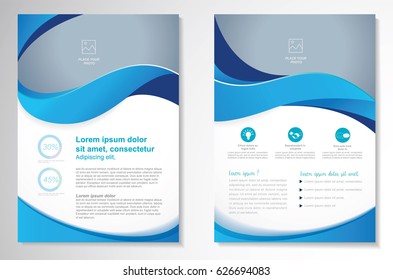 Template vector design for Brochure, Annual Report, Magazine, Poster, Corporate Presentation, Portfolio, Flyer, layout modern with  blue color size A4, Front and back, Easy to use and edit.