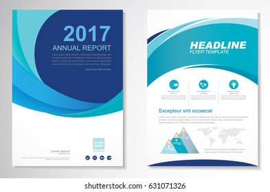 Template vector design for Brochure, Annual Report, Magazine, Poster, Corporate Presentation, Portfolio, Flyer, layout modern with  blue color size A4, Front and back, Easy to use and edit.