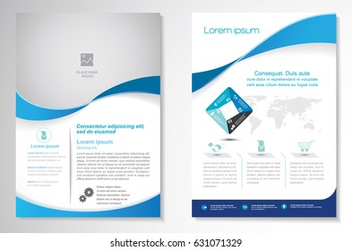 Template vector design for Brochure, Annual Report, Magazine, Poster, Corporate Presentation, Portfolio, Flyer, layout modern with  blue color size A4, Front and back, Easy to use and edit.