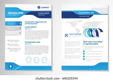 Template vector design for Brochure, Annual Report, Magazine, Poster, Corporate Presentation, Portfolio, Flyer, layout modern with  blue color size A4, Front and back, Easy to use and edit.