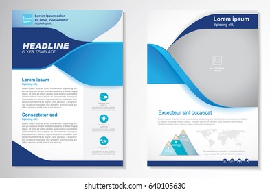 Template vector design for Brochure, Annual Report, Magazine, Poster, Corporate Presentation, Portfolio, Flyer, layout modern with  blue color size A4, Front and back, Easy to use and edit.