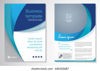Diseño vectorial de plantilla para Folleto, Informe Anual, Revista, Afiche, Presentación Corporativa, Cartera, Volante, Diseño moderno de color azul tamaño A4, Delantero y posterior, Fácil de usar y editar.