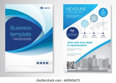 Diseño vectorial de plantilla para Folleto, Informe Anual, Revista, Afiche, Presentación Corporativa, Cartera, Volante, Diseño moderno de color azul tamaño A4, Delantero y posterior, Fácil de usar y editar.