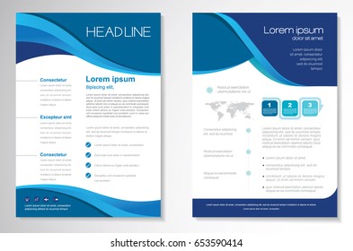 Template vector design for Brochure, Annual Report, Magazine, Poster, Corporate Presentation, Portfolio, Flyer, layout modern with  blue color size A4, Front and back, Easy to use and edit.