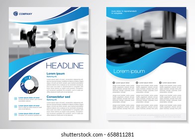 Template vector design for Brochure, Annual Report, Magazine, Poster, Corporate Presentation, Portfolio, Flyer, layout modern with  blue color size A4, Front and back, Easy to use and edit.