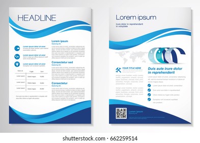 Template vector design for Brochure, Annual Report, Magazine, Poster, Corporate Presentation, Portfolio, Flyer, layout modern with  blue color size A4, Front and back, Easy to use and edit.