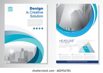 Template vector design for Brochure, Annual Report, Magazine, Poster, Corporate Presentation, Portfolio, Flyer, layout modern with  blue color size A4, Front and back, Easy to use and edit.