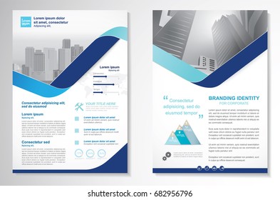Template vector design for Brochure, Annual Report, Magazine, Poster, Corporate Presentation, Portfolio, Flyer, layout modern with  blue color size A4, Front and back, Easy to use and edit.