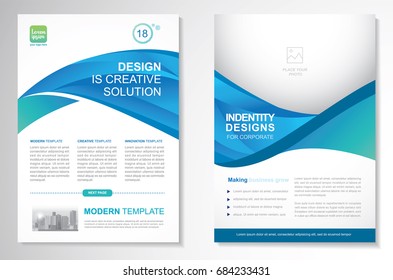 Template vector design for Brochure, Annual Report, Magazine, Poster, Corporate Presentation, Portfolio, Flyer, layout modern with  blue color size A4, Front and back, Easy to use and edit.