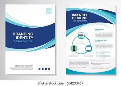 Diseño vectorial de plantilla para Folleto, Informe Anual, Revista, Afiche, Presentación Corporativa, Cartera, Volante, Diseño moderno de color azul tamaño A4, Delantero y posterior, Fácil de usar y editar.
