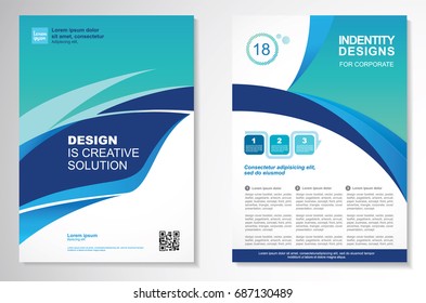 Template Vector Design For Brochure, Annual Report, Magazine, Poster, Corporate Presentation, Portfolio, Flyer, Layout Modern With  Blue Color Size A4, Front And Back, Easy To Use And Edit.