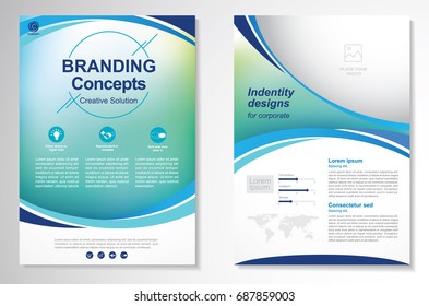 Template vector design for Brochure, Annual Report, Magazine, Poster, Corporate Presentation, Portfolio, Flyer, layout modern with gradient color size A4, Front and back, Easy to use and edit.