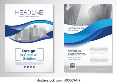 Template vector design for Brochure, Annual Report, Magazine, Poster, Corporate Presentation, Portfolio, Flyer, layout modern with blue and green color size A4, Front and back, Easy to use and edit.