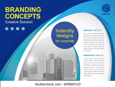 Template vector design for Brochure, Annual Report, Web design  Poster, Corporate Presentation, Flyer, layout modern with blue color size horizontal, Easy to use and edit.