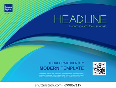 Template vector design for Brochure, Annual Report, Web design  Poster, Corporate Presentation, Flyer, layout modern with blue and green color size horizontal, Easy to use and edit.