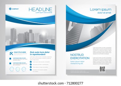 Template vector design for Brochure, Annual Report, Magazine, Poster, Corporate Presentation, Portfolio, Flyer, infographic, layout modern with blue color size A4, Front and back, Easy to use and edit.