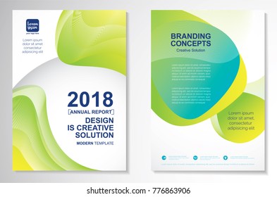 Template vector design for Brochure, Annual Report, Magazine, Poster, Corporate Presentation, Portfolio, Flyer, infographic, layout modern with green color size A4, Front and back, Easy to use.