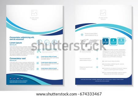 Template vector design for Brochure, Annual Report, Magazine, Poster, Corporate Presentation, Portfolio, Flyer, layout modern with  blue color size A4, Front and back, Easy to use and edit.