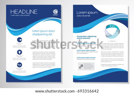 Template vector design for Brochure, Annual Report, Magazine, Poster, Corporate Presentation, Portfolio, Flyer, layout modern with  blue color size A4, Front and back, Easy to use and edit.