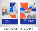 Template vector design for Brochure, AnnualReport, Magazine, Poster, Corporate Presentation, Portfolio, Flyer, infographic, layout modern with blue color size A4, Front and back, Easy to use and edit.