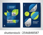 Template vector design for Brochure, AnnualReport, Magazine, Poster, Corporate Presentation, Portfolio, Flyer, infographic, layout modern with blue color size A4, Front and back, Easy to use and edit.