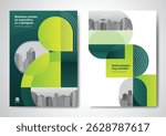 Template vector design for Brochure, AnnualReport, Magazine, Poster, Corporate Presentation, Portfolio, Flyer, infographic, layout modern with Green color size A4, Front and back, Easy to use.