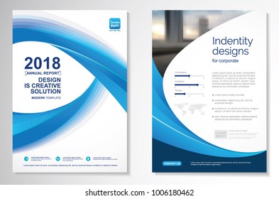 Template vector design for Brochure, AnnualReport, Magazine, Poster, Corporate Presentation, Portfolio, Flyer, infographic, layout modern with blue color size A4, Front and back, Easy to use and edit.