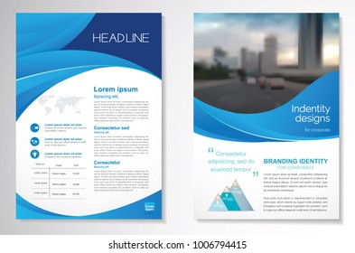 Template vector design for Brochure, AnnualReport, Magazine, Poster, Corporate Presentation, Portfolio, Flyer, infographic, layout modern with blue color size A4, Front and back, Easy to use and edit.