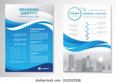 Template vector design for Brochure, AnnualReport, Magazine, Poster, Corporate Presentation, Portfolio, Flyer, infographic, layout modern with blue color size A4, Front and back, Easy to use and edit.