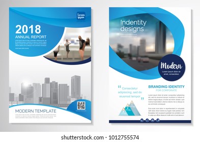 Template vector design for Brochure, AnnualReport, Magazine, Poster, Corporate Presentation, Portfolio, Flyer, infographic, layout modern with blue color size A4, Front and back, Easy to use and edit.