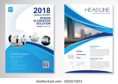 Template vector design for Brochure, AnnualReport, Magazine, Poster, Corporate Presentation, Portfolio, Flyer, infographic, layout modern with blue color size A4, Front and back, Easy to use and edit.