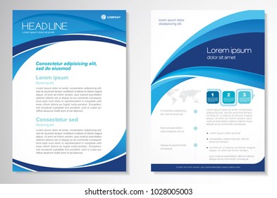 Template vector design for Brochure, AnnualReport, Magazine, Poster, Corporate Presentation, Portfolio, Flyer, infographic, layout modern with blue color size A4, Front and back, Easy to use and edit.