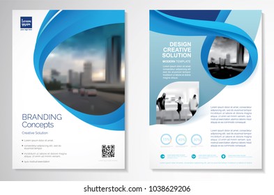 Template vector design for Brochure, AnnualReport, Magazine, Poster, Corporate Presentation, Portfolio, Flyer, infographic, layout modern with blue color size A4, Front and back, Easy to use and edit.