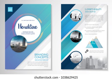 Template vector design for Brochure, AnnualReport, Magazine, Poster, Corporate Presentation, Portfolio, Flyer, infographic, layout modern with blue color size A4, Front and back, Easy to use and edit.