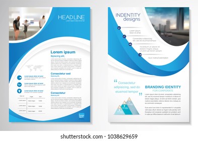 Template vector design for Brochure, AnnualReport, Magazine, Poster, Corporate Presentation, Portfolio, Flyer, infographic, layout modern with blue color size A4, Front and back, Easy to use and edit.