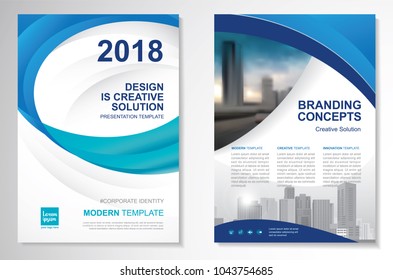 Template vector design for Brochure, AnnualReport, Magazine, Poster, Corporate Presentation, Portfolio, Flyer, infographic, layout modern with blue color size A4, Front and back, Easy to use and edit.