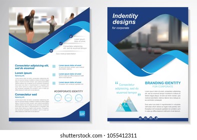 Template vector design for Brochure, AnnualReport, Magazine, Poster, Corporate Presentation, Portfolio, Flyer, infographic, layout modern with blue color size A4, Front and back, Easy to use and edit.